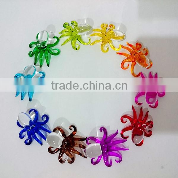 Tiny Octopus Hand Painting Rainbow Multicolor Blown Glass Art Figurines Home Decor / Sea Ocean Collection