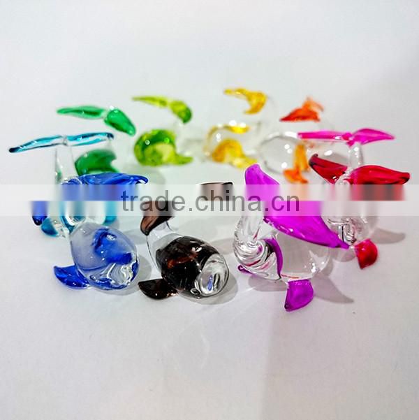 Tiny Whale Hand Painting Rainbow Multicolor Blown Glass Art Figurines Home Decor / Sea Beach Collection