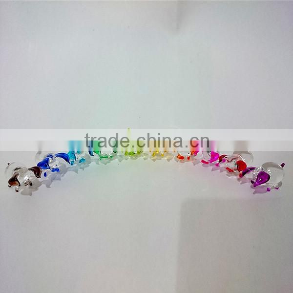 Tiny Pig Hand Painting Colorful Multicolor Blown Glass Art Figurines Home Decor / Farm Animal Collection