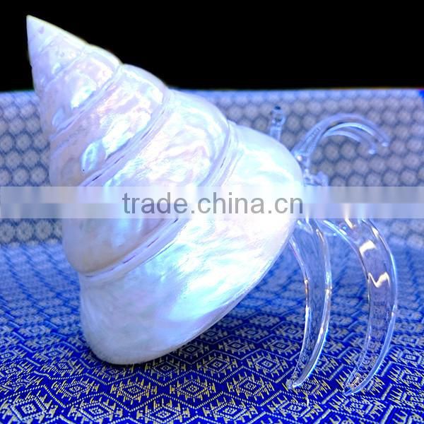 BIG SEASHELL HERMIT CRAB HAND BLOWN GLASS ART FIGURINE HOME DECOR COLLECTION