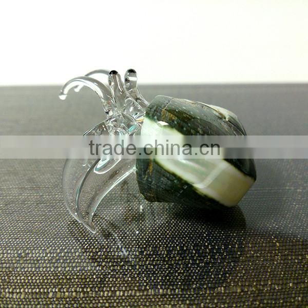 Seashell Hermit Crab Hand Blown Glass Art Figurine Miniature Home Decor