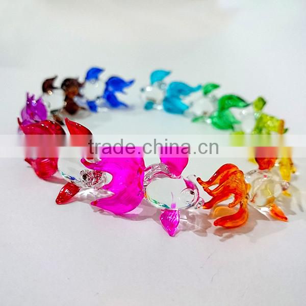 Tiny Goldfish Hand Painting Colorful Multicolor Blown Glass Art Figurines Home Decor / Fish Collection