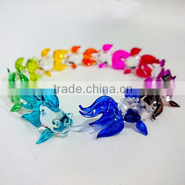Tiny Goldfish Hand Painting Colorful Multicolor Blown Glass Art Figurines Home Decor / Fish Collection
