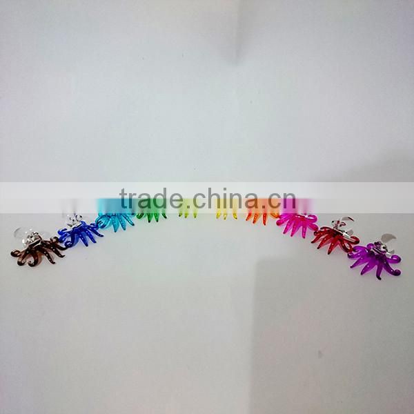 Tiny Octopus Hand Painting Rainbow Multicolor Blown Glass Art Figurines Home Decor / Sea Ocean Collection