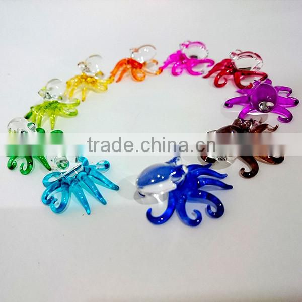 Tiny Octopus Hand Painting Rainbow Multicolor Blown Glass Art Figurines Home Decor / Sea Ocean Collection