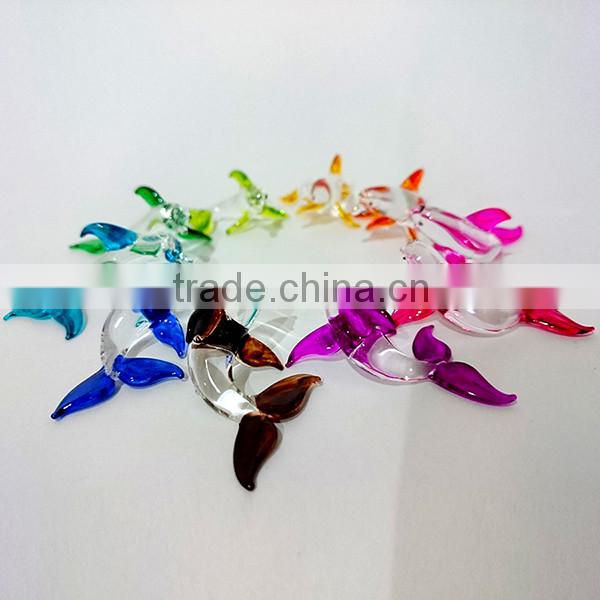 Tiny Dolphin Hand Painting Colorful Multicolor Blown Glass Art Figurines Home Decor / Sea Ocean Collection