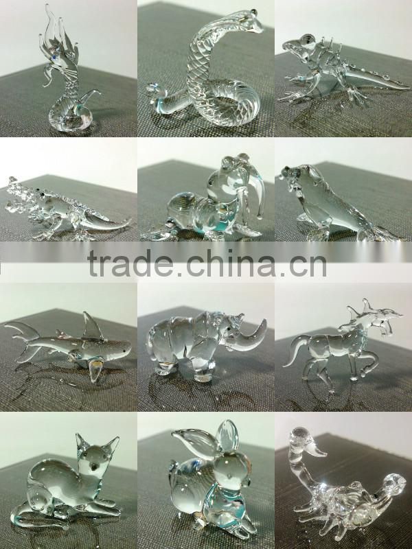 Tiny Crystal Horse Hand Blown Clear Glass Art Figurines Wild Animal Collection Home Decor