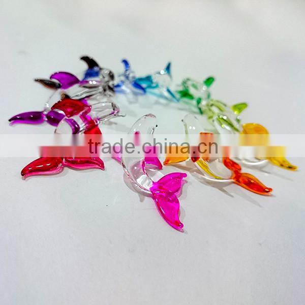 Tiny Dolphin Hand Painting Colorful Multicolor Blown Glass Art Figurines Home Decor / Sea Ocean Collection