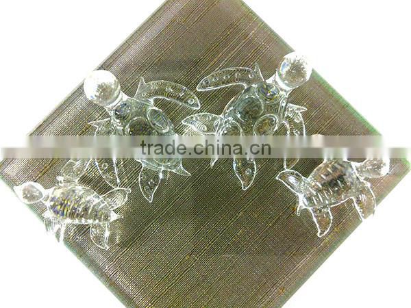 Crystal Crab Family Handmade Clear Blown Art Glass Figurines Miniature Home Decor / Animal Collection