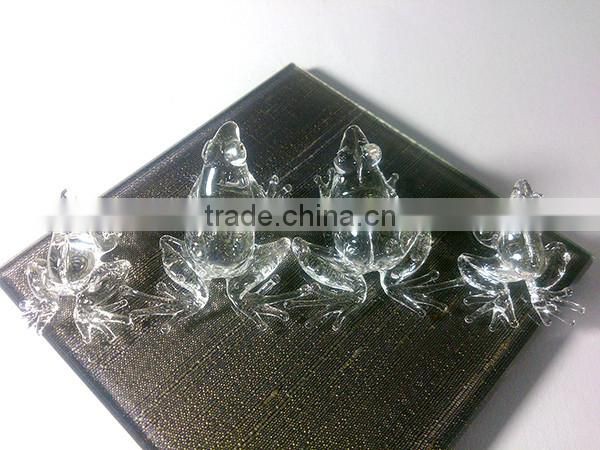 Crystal Crab Family Handmade Clear Blown Art Glass Figurines Miniature Home Decor / Animal Collection