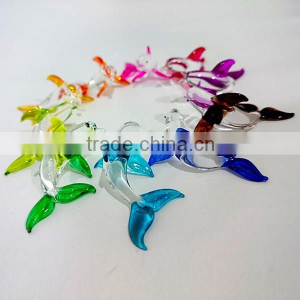 Tiny Dolphin Hand Painting Colorful Multicolor Blown Glass Art Figurines Home Decor / Sea Ocean Collection