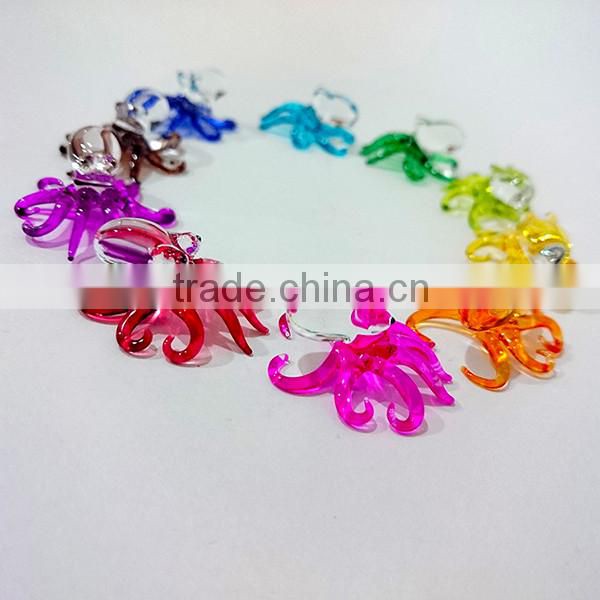 Tiny Octopus Hand Painting Rainbow Multicolor Blown Glass Art Figurines Home Decor / Sea Ocean Collection
