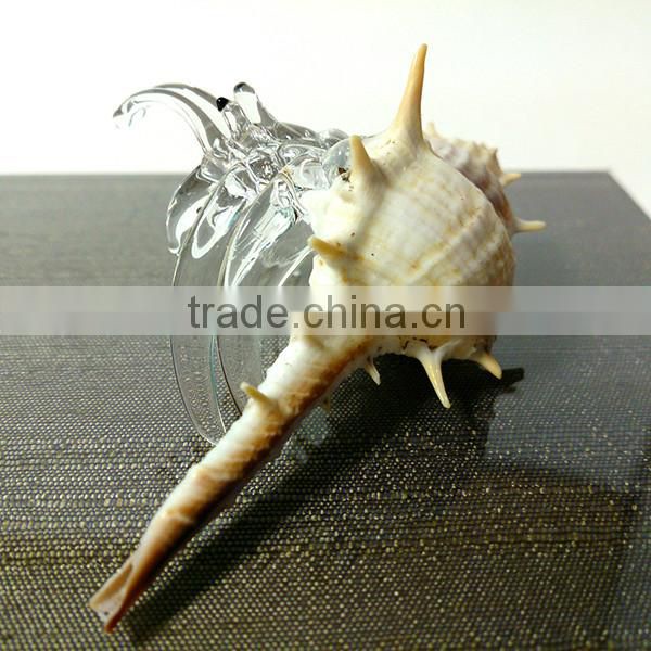 Seashell Hermit Crab Hand Blown Glass Art Figurine Miniature Home Decor