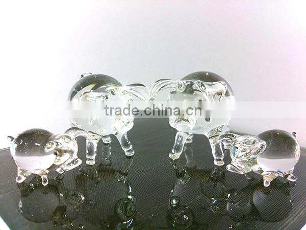 Crystal Family Elephant Hand Blown Clear Glass Art Figurines Home Decor / Gift / Collection