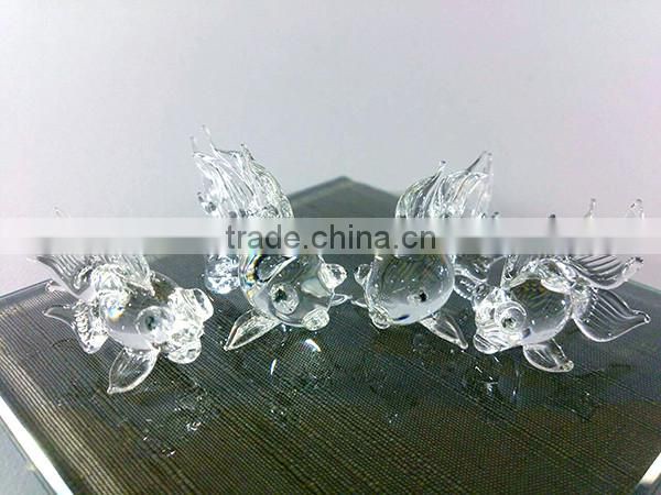 Crystal Dolphin Family Hand Blown Clear Glass Art Figurines Miniature Home Decor Sea Animal Collection