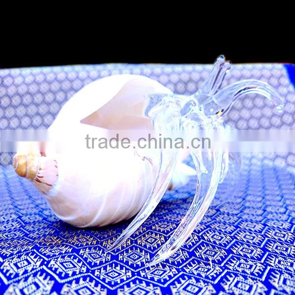 BIG SEASHELL HERMIT CRAB HAND BLOWN GLASS ART FIGURINE HOME DECOR COLLECTION