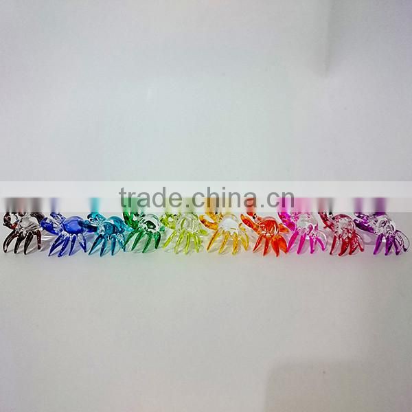 Tiny Crab Hand Painting Colorful Multicolor Blown Glass Art Figurines Home Decor / Sea Beach Collection