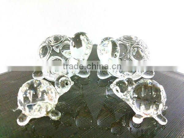 Crystal Crab Family Handmade Clear Blown Art Glass Figurines Miniature Home Decor / Animal Collection