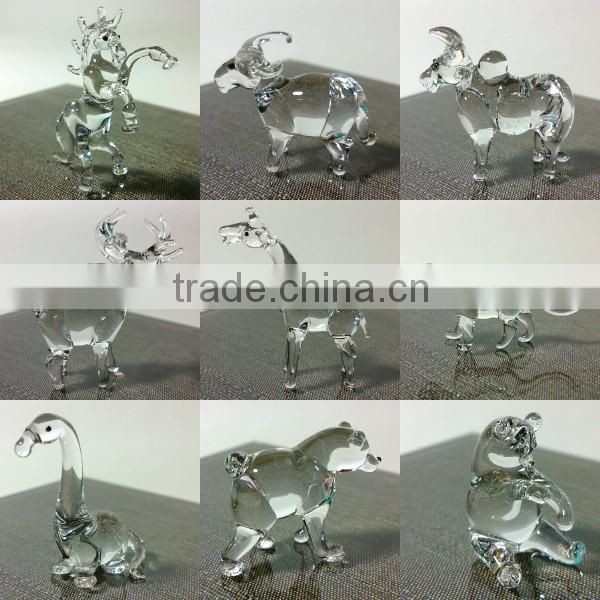 Tiny Crystal Horse Hand Blown Clear Glass Art Figurines Wild Animal Collection Home Decor