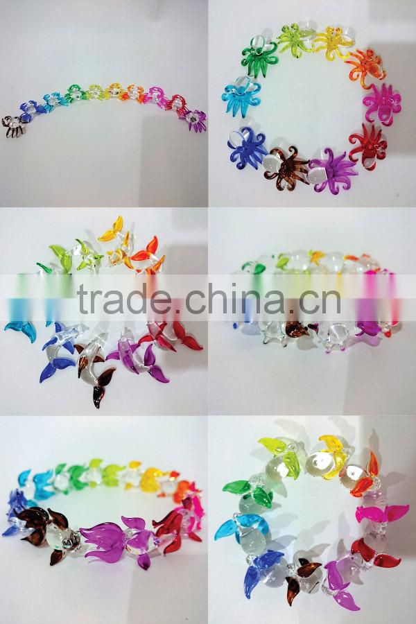 Tiny Crab Hand Painting Colorful Multicolor Blown Glass Art Figurines Home Decor / Sea Beach Collection