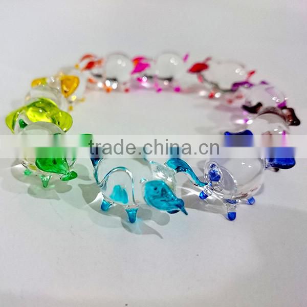 Tiny Pig Hand Painting Colorful Multicolor Blown Glass Art Figurines Home Decor / Farm Animal Collection