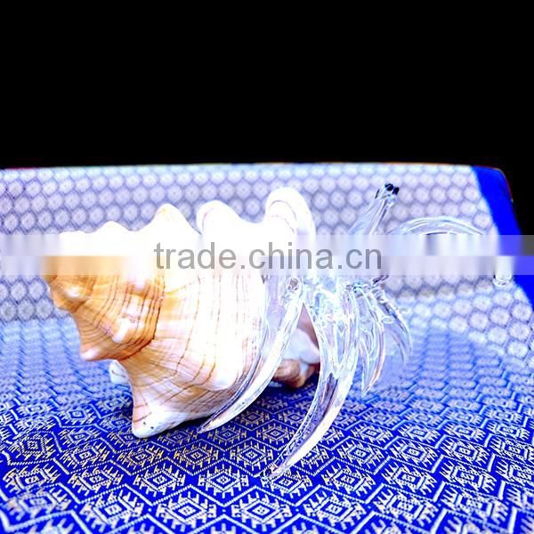 BIG SEASHELL HERMIT CRAB HAND BLOWN GLASS ART FIGURINE HOME DECOR COLLECTION