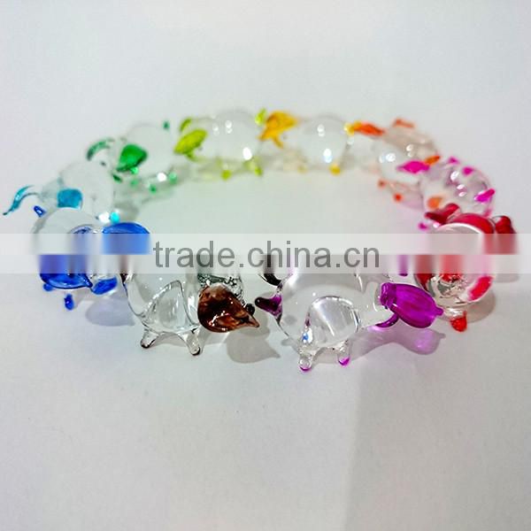 Tiny Pig Hand Painting Colorful Multicolor Blown Glass Art Figurines Home Decor / Farm Animal Collection