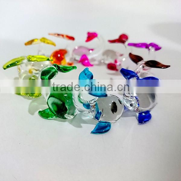 Tiny Whale Hand Painting Rainbow Multicolor Blown Glass Art Figurines Home Decor / Sea Beach Collection