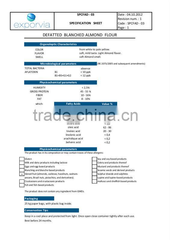 Almond Meal Defatted (Low oil content almond meal)