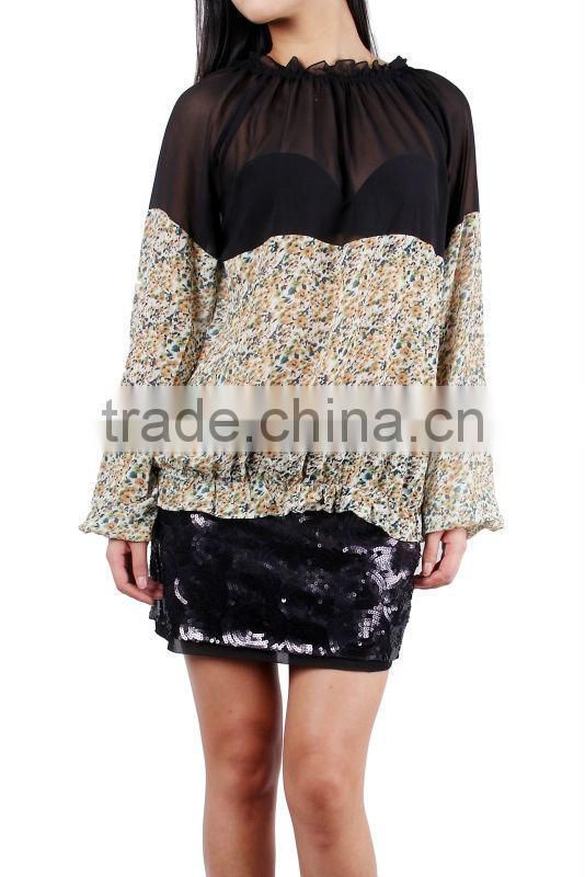 2015 latest fashion latest animal print blouse