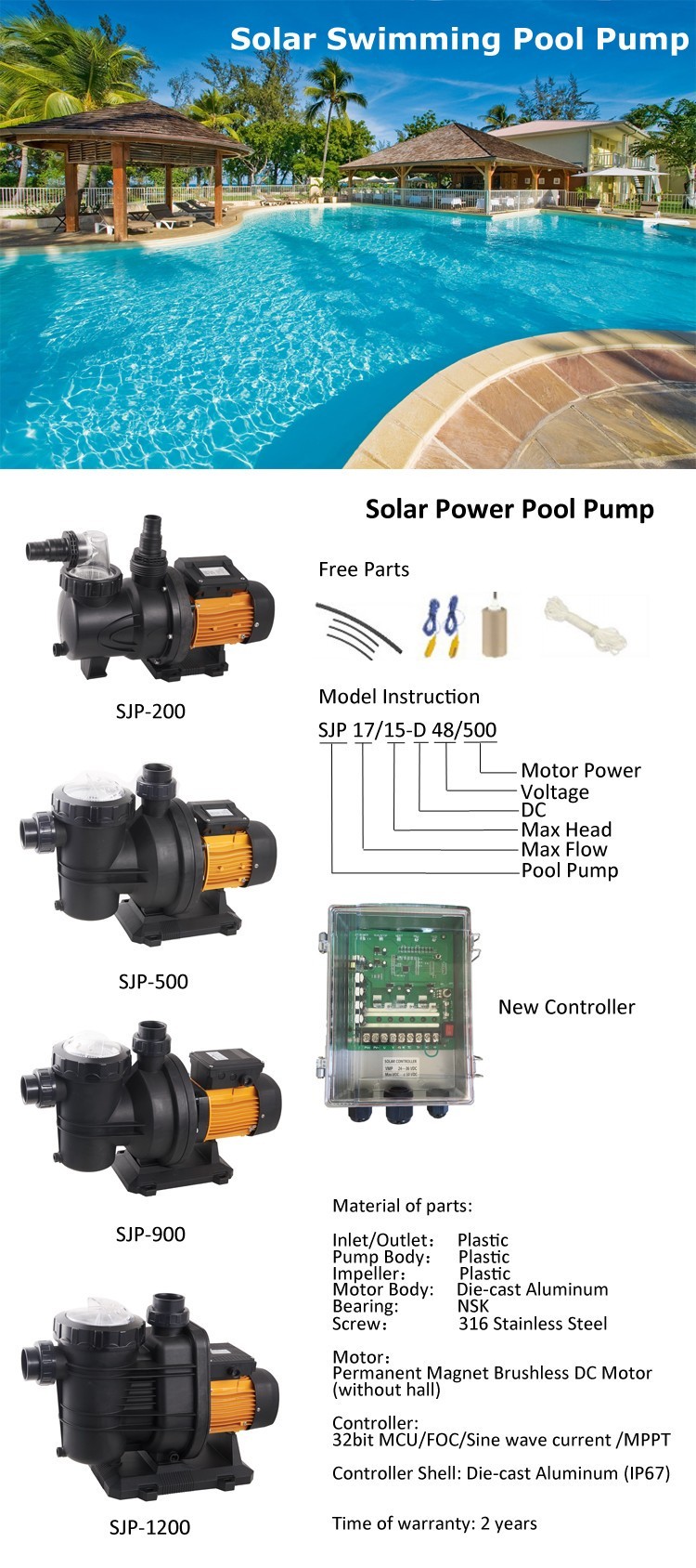 solar powered surface swimming pool pump system