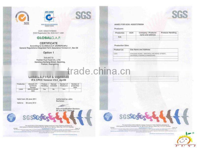 Global G.A.P Certificate CHINESE LITCHI(Fei tsu hsiao)