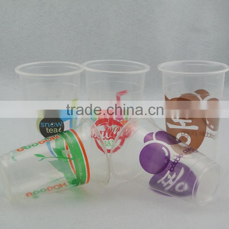 cheap plastic tea cups, customized logo reusable plastic bubble tea cup, PP bubble tea glass