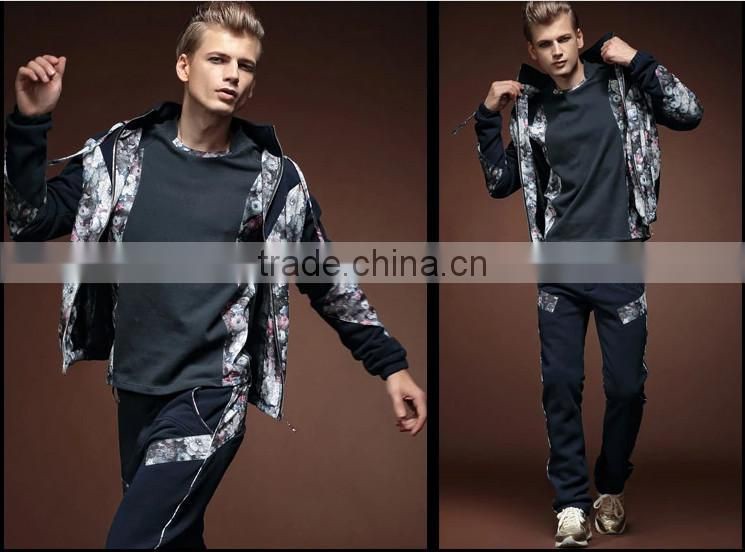 men's fashion windproof stylish sport ourter jacket hoodie with trendy all over floral printing