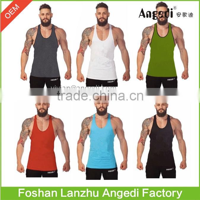 Mens solid color Quick-drying Breathable Tank top Stretch Gym Sports Summer Cotton Singlets Stringer for Running Training Gasp