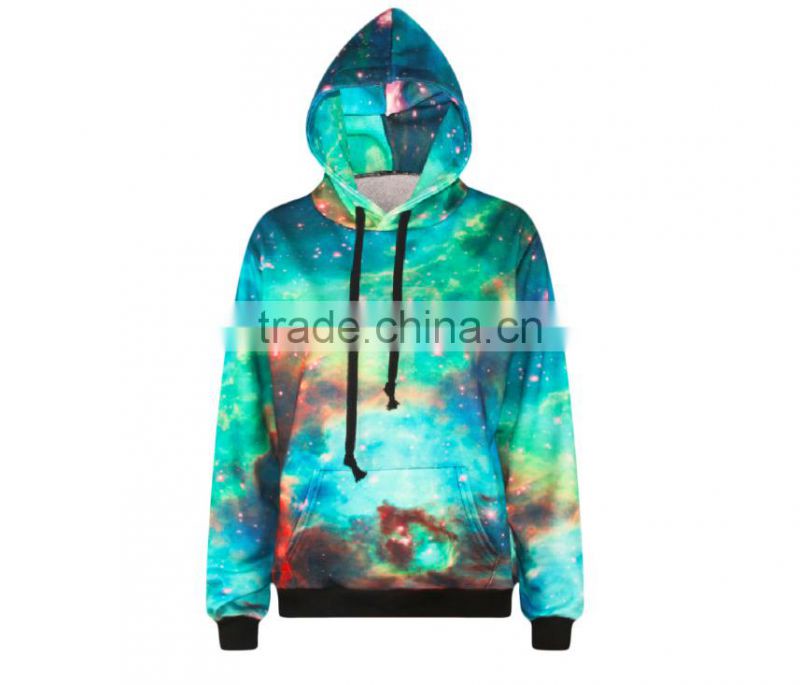 custom fashionable European style ladies and mens all over 3D printing pull over hoodies
