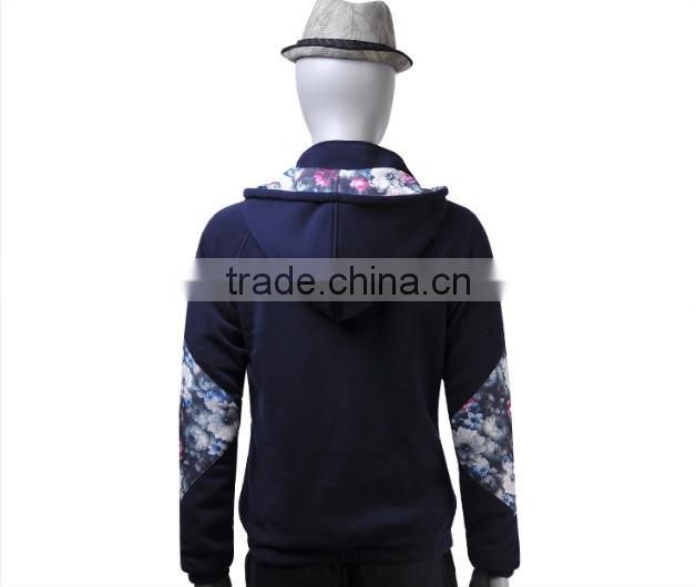 men's fashion windproof stylish sport ourter jacket hoodie with trendy all over floral printing