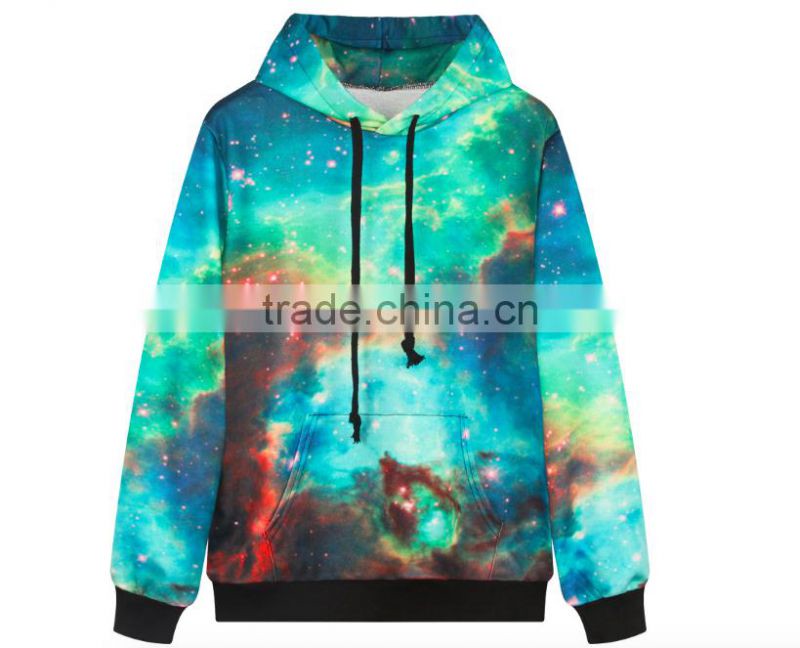 custom fashionable European style ladies and mens all over 3D printing pull over hoodies