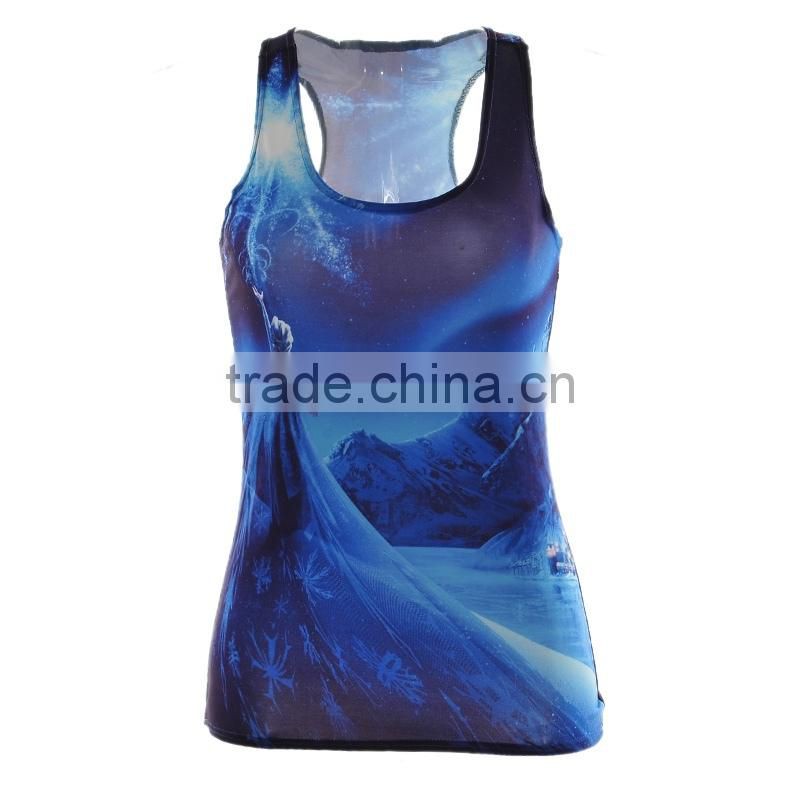 custom ladies racer back quick dry and skinny all over printing tank tops ,yoga sleeve shirt ,sport tanks