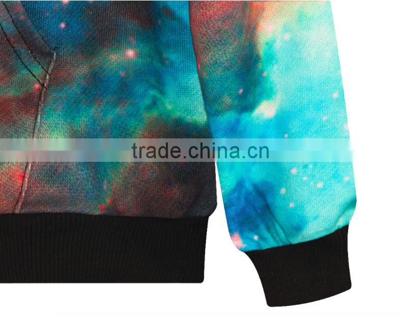 custom fashionable European style ladies and mens all over 3D printing pull over hoodies