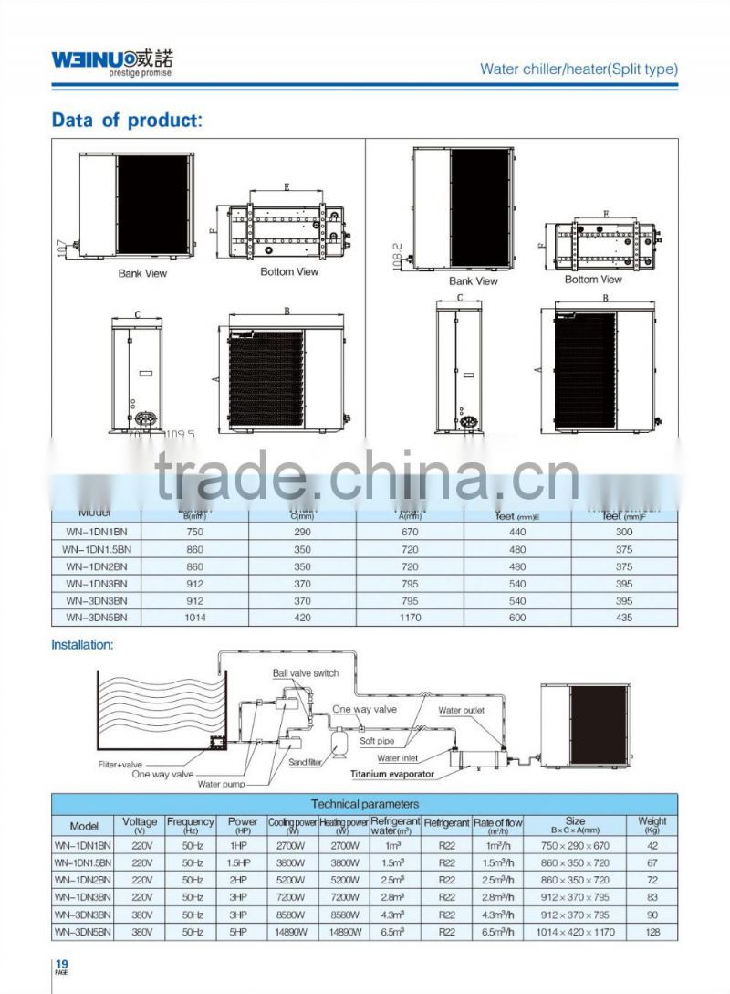 1P Water-cooled sea water chiller(split type)