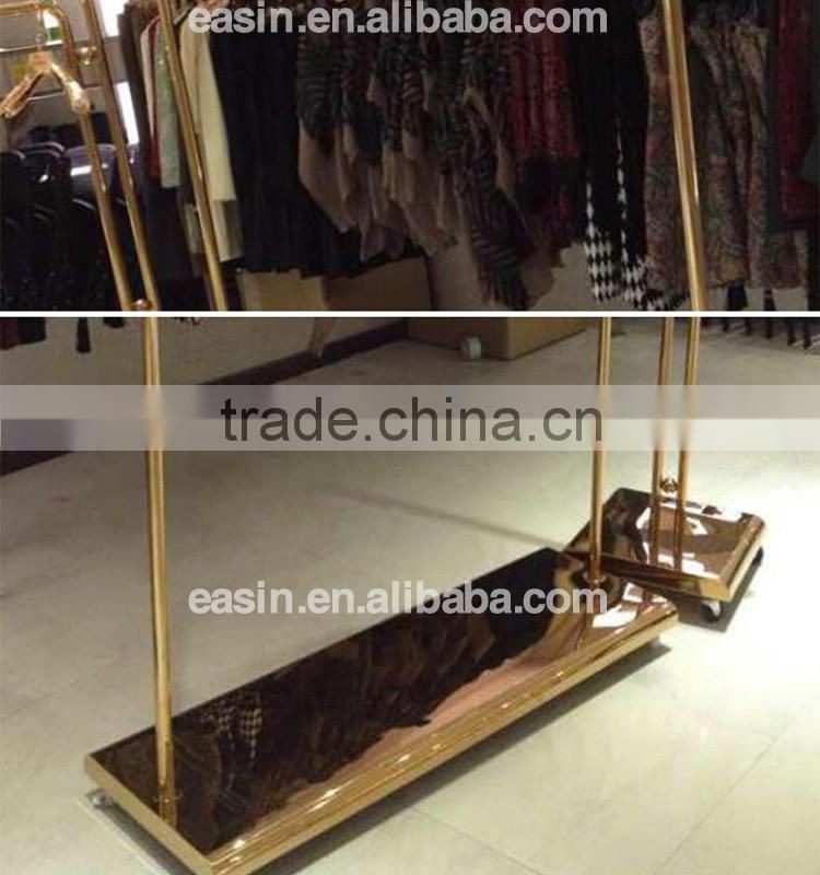 Stainless steel PVD yellow gold plated Clothing display for retail store