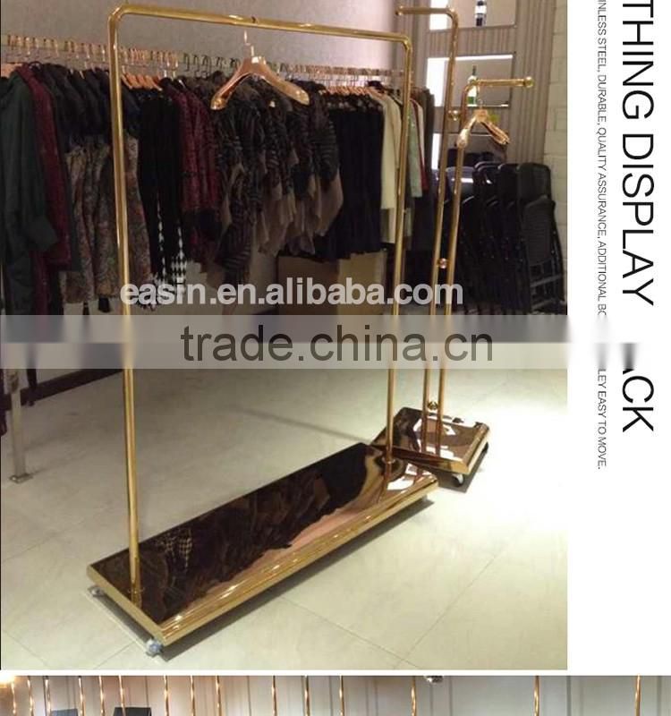 Stainless steel PVD yellow gold plated Clothing display for retail store