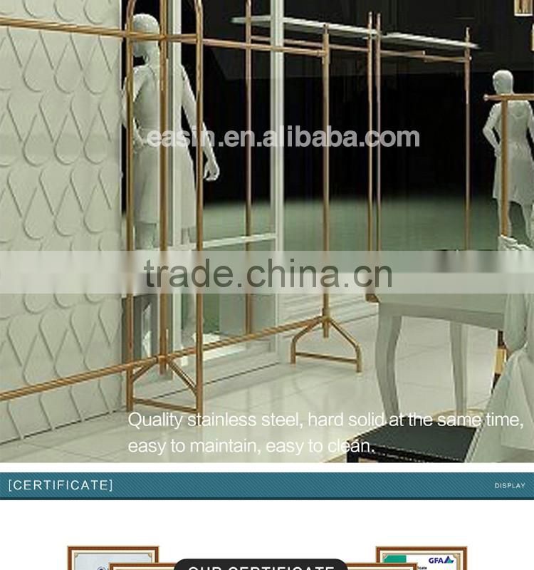 Stainless steel PVD yellow gold plated Clothing display for retail store