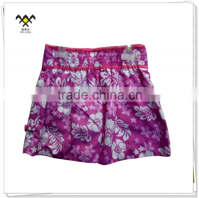 pink girls allover printing beach shorts