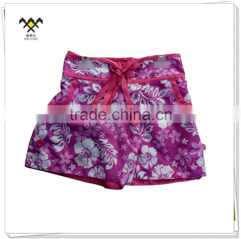 pink girls allover printing beach shorts