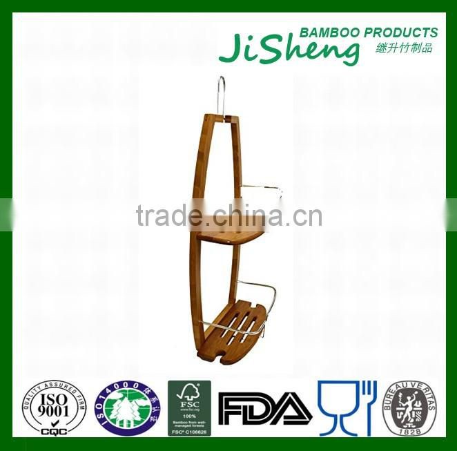 TOP Quality Bamboo Bathroom Shower Tub Hanging Caddy with LFGB & FDA