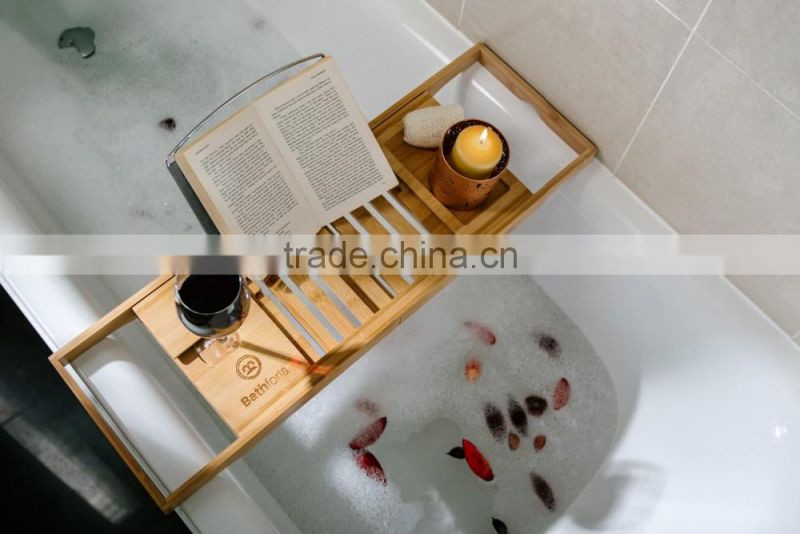 Bamboo Bathtub Caddy - Bathtub Tray - With Book Holder