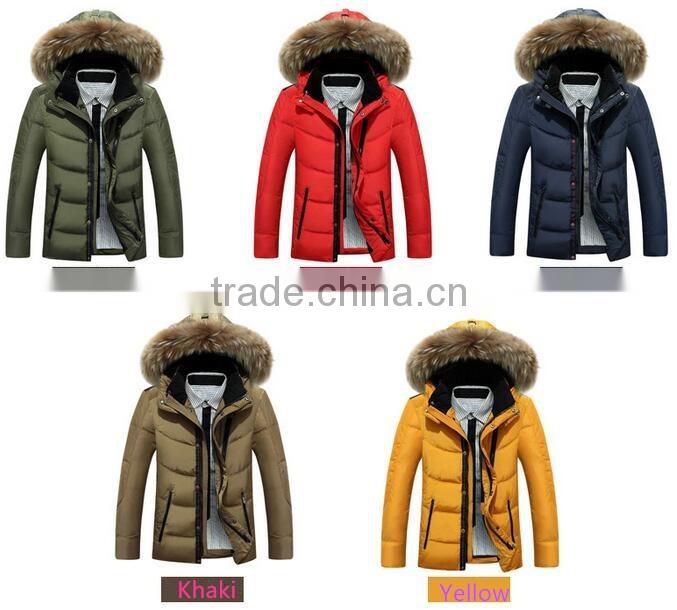 2017 High Quality Custom Fur Hood Mens Padded Duck Down Winter Jacket