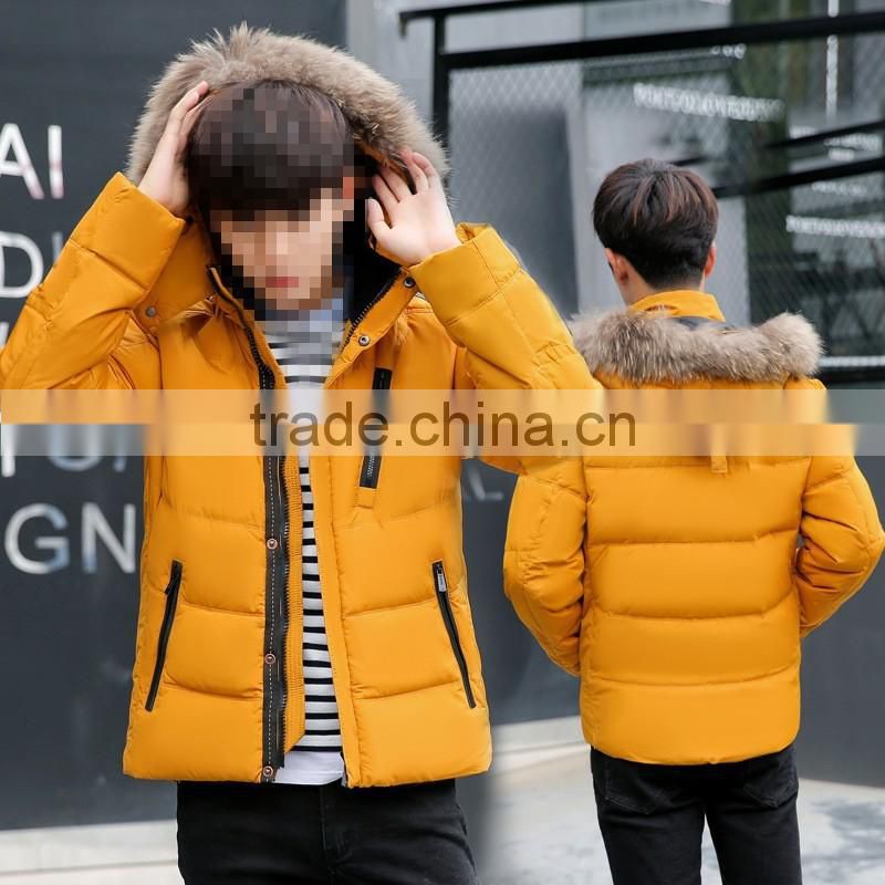 2017 High Quality Custom Fur Hood Mens Padded Duck Down Winter Jacket